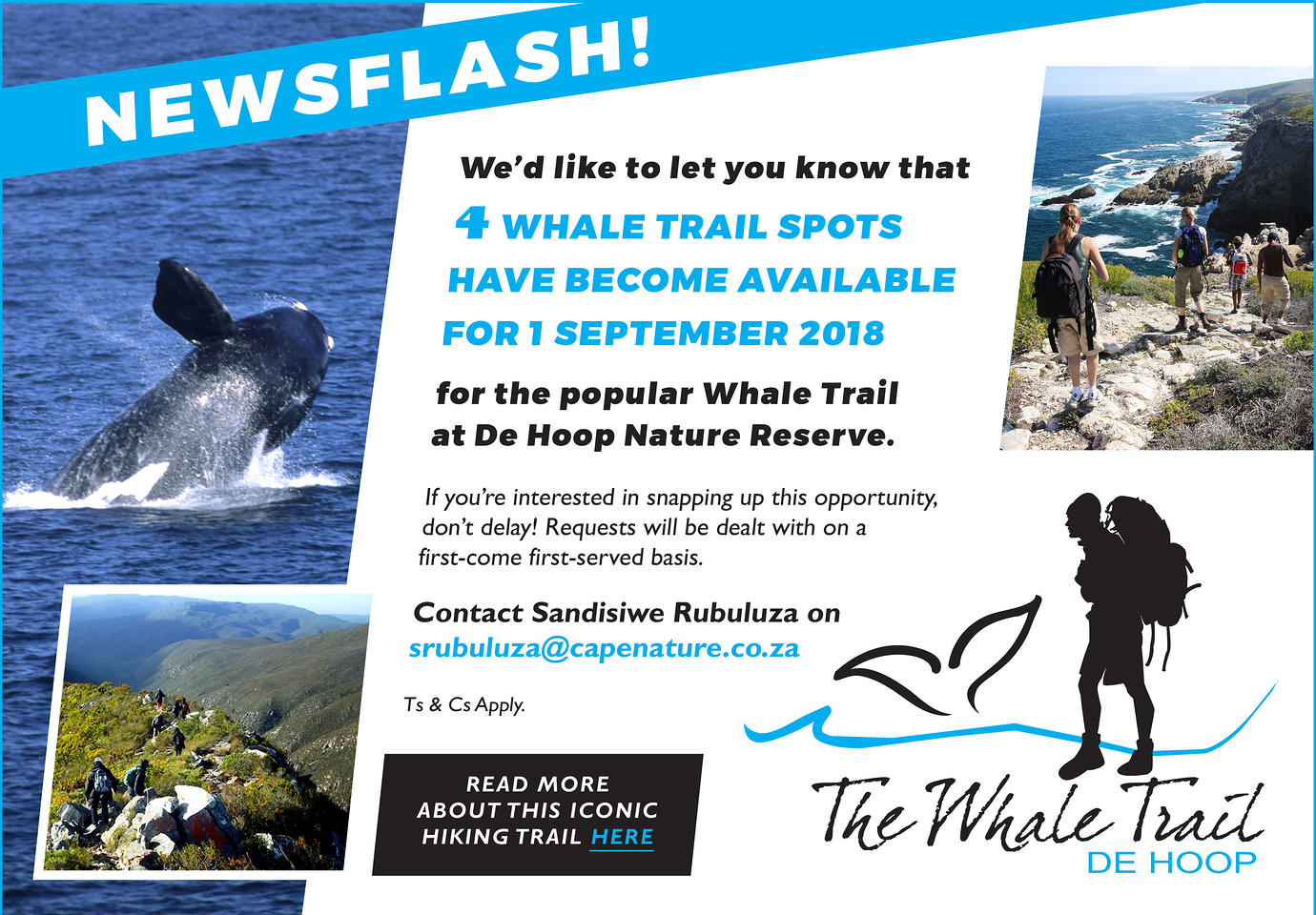 Whale Trail, 4 spots open, 1 September - The Hiking South Africa Forum